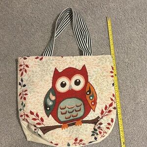 Owl Embroidered Tote Bag 14.5x16.5 wide Chi Omega